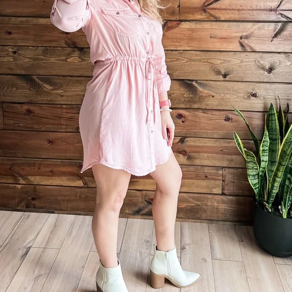 THE JESSIE PINK DENIM DRESS - Picture 5 of 11